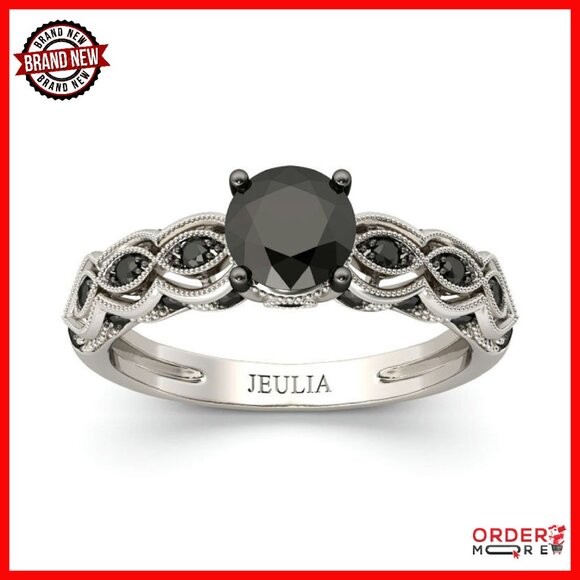 Sterling Silver Black Diamond Eternity Ring Size 7 Wedding Engagement